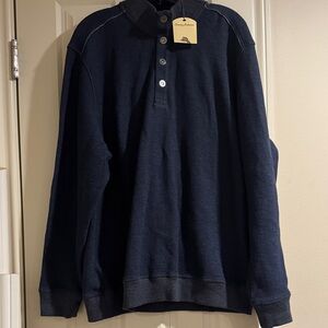 NWT Men’s Tommy Bahama Pullover Navy Long Sleeve Polo Shirt